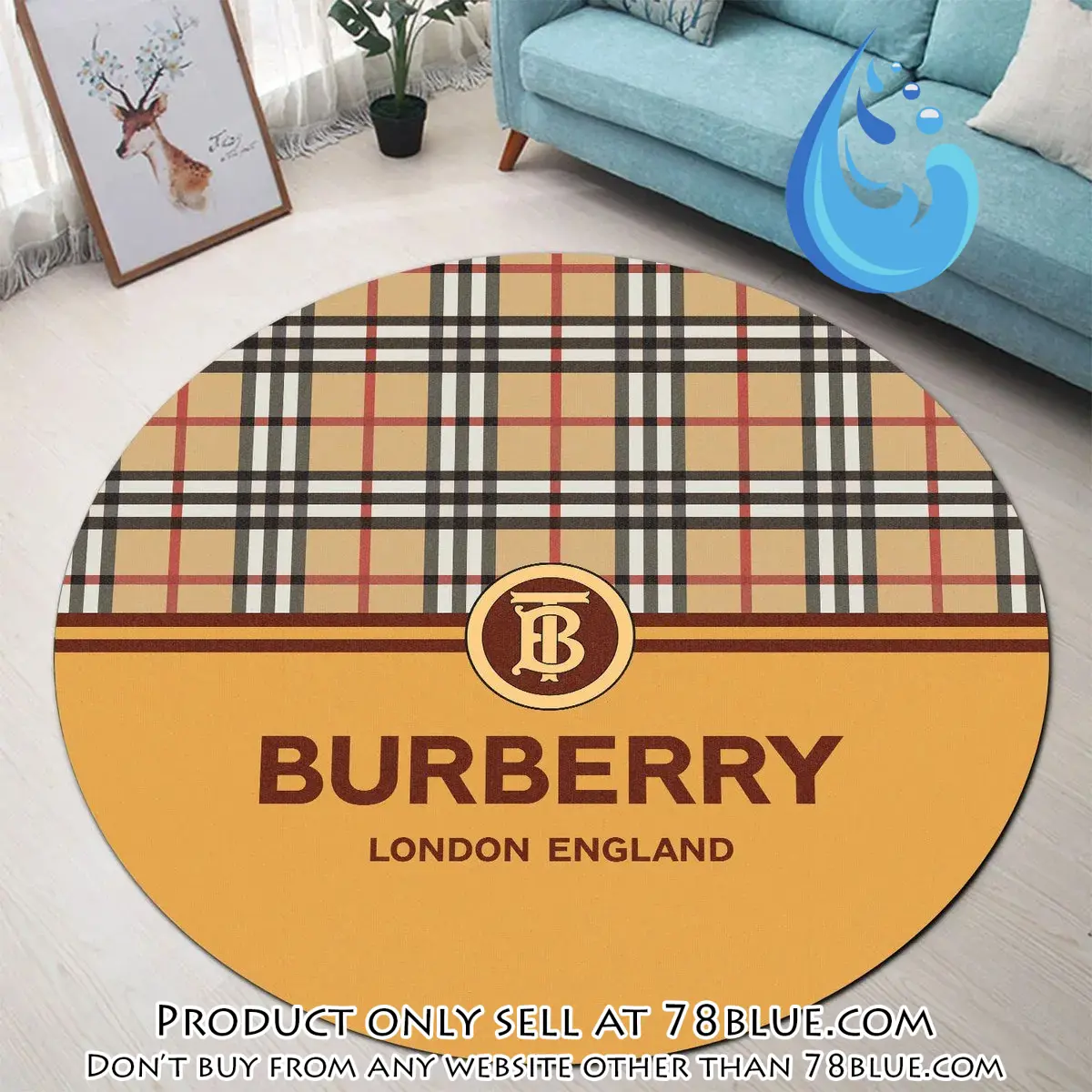 Burberry london england orange luxury brand fashion round rug carpet home decor special gift 78b0542825